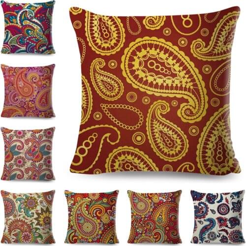Persian Indian Style Paisley Pillowcase Decor Geometric Flower Pillow Case Polyester Cushion Cover for Sofa Home Car 45x45cm