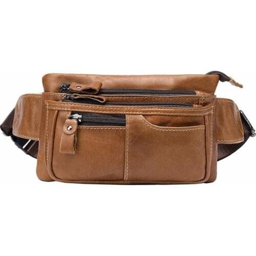 Men Women Vintage Leather Fanny Pack Waist Bag Travel Hiking Running Hip Bum Belt Slim Cell Phone Purse Wallet Pouch