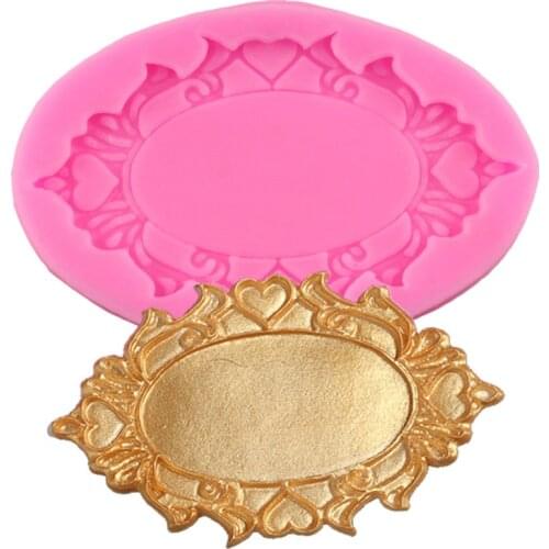 Silicone biscuit chocolate fondant cake mold classical European printing border photo frame fashion frame