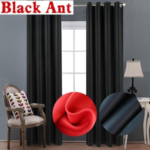 Modern Blackout Curtains For Living Room Red Curtains For Window Bedroom Treatment Solid Drape Black Tulle Sheer Fabric T&092#30