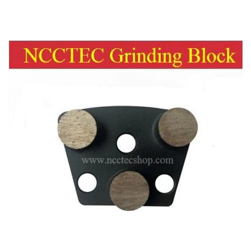 Fan-shaped NCCTEC Grinding blocks with 3 round circular diamond Segments FREE shipping | metal bond concrete grinding pads shoes