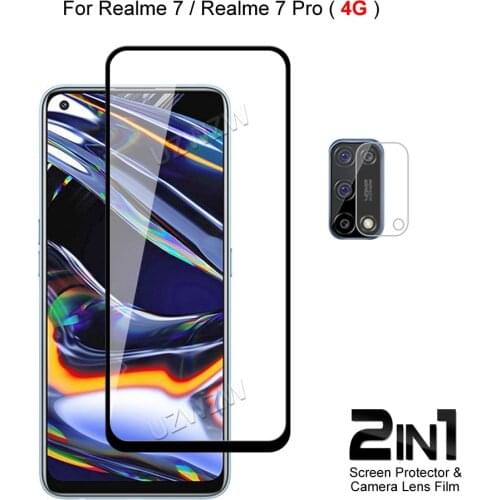 For Realme 7 / 7 Pro ( 4G ) Front Screen Protector Protective Tempered Glass & Camera Lens Film