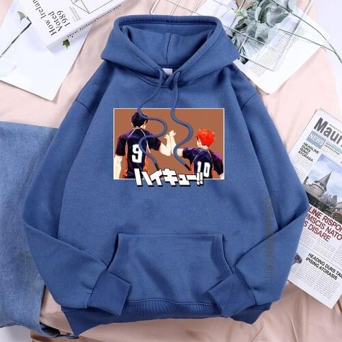 Hinata And Kageyama Game Fighting Female Hooded 2021 Trendy Hoodies Printed Hip Hop Loose Hoody Harajuku Women Lace-Up Hoodie