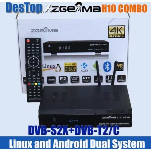 Best ZGEMMA Satellite Receiver H10 COMBO DVB-S2X/T2/C Hi3798MV200 Built-in WIFI 4K UHD Linux Enigma2 & Android Satellite Decoder