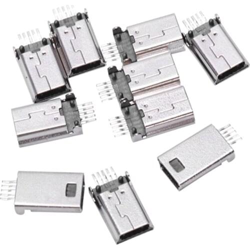 10 pieces Mini USB Type B Male 180 Degree 5 Pin SMD SMT for Soldering Jack Connector