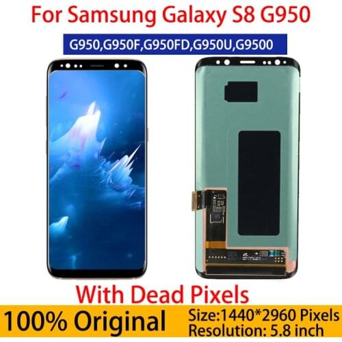 100% Original Amoled LCD for SAMSUNG Galaxy S8 G950F G950FD LCD Display S8 with a dot Touch Screen Repair parts
