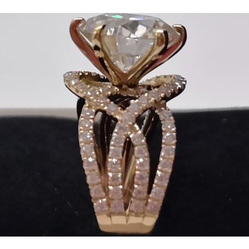 14K Rose Gold Women Ring Moissanite Diamonds 1 2 3 4 5 Carat Round Intricately Woven Wedding Party Engagement Anniversary Ring