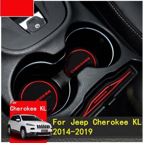 3D Rubber Mat For Jeep Cherokee KL 2014-2019 Door Slot Pad Cup Cushion Groove Mat Lnterior Anti Slip Mat Car Accessories