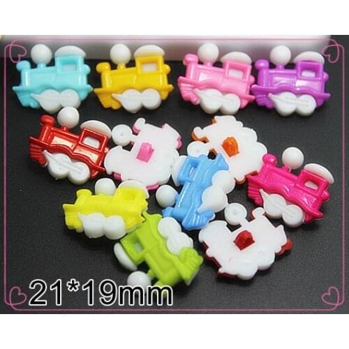 50PCS Cute Mix Colors Train Cartoon Designs plastic buttons 1 hole Sewing children Buttons