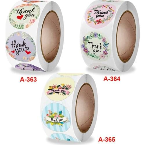500pcs 1 inch Thank You Round Sticker Scrapbook Envelope Seal Sticker Gift Flower Decoration Stationery Label Sticker
