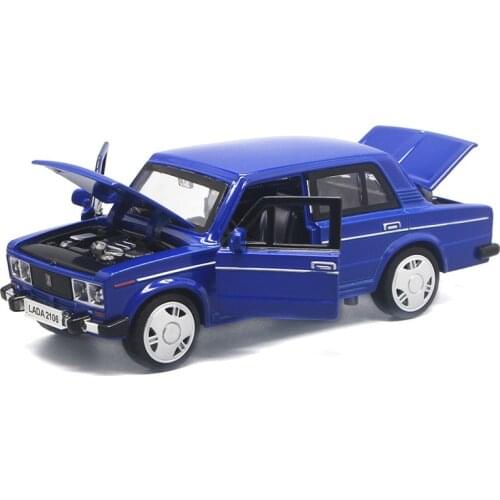 1/32 Russian LADA 2106 Alloy Classic Model Cars Toy Diecasts Metal Casting Pull Back Music Light Car Toys For Children Vehicle