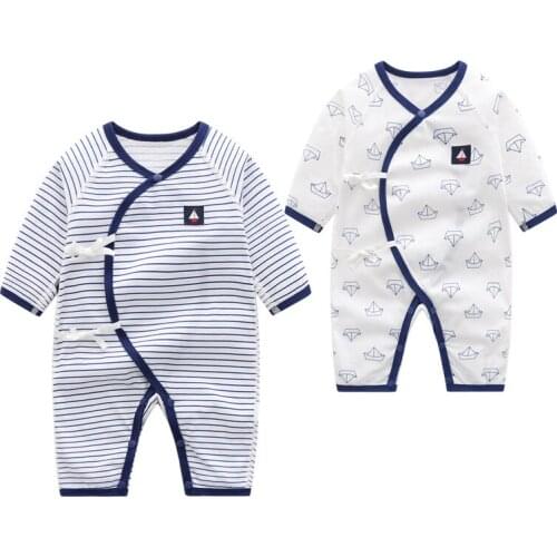 Spring and summer infant boneless bind butterfly ha clothing children jumpsuits cotton thin baby climb clothes