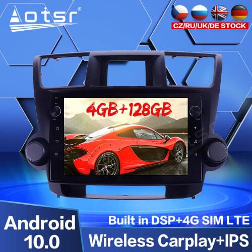 For Toyota Highlander 2009 2010 2011 2012 2013 Car Radio Audio Android Multimedia Player GPS Navigation 128G Screen Unit Carplay