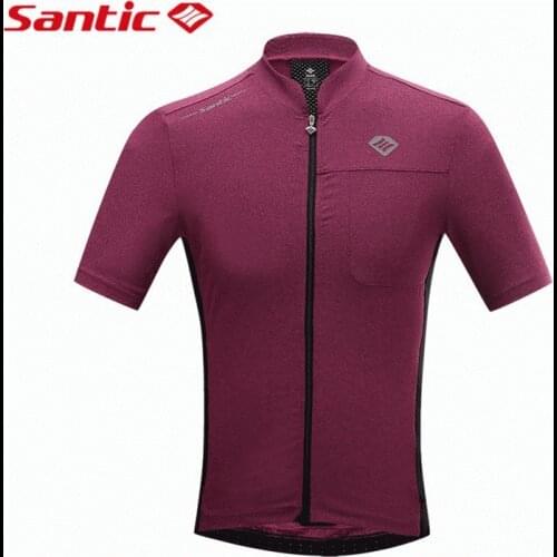 Santic Pro Summer Men Cycling Jersey Short Sleeve Breathable MTB Road Bike Tops Full Zipper Quick Dry Bicycle Riding Jersey Red