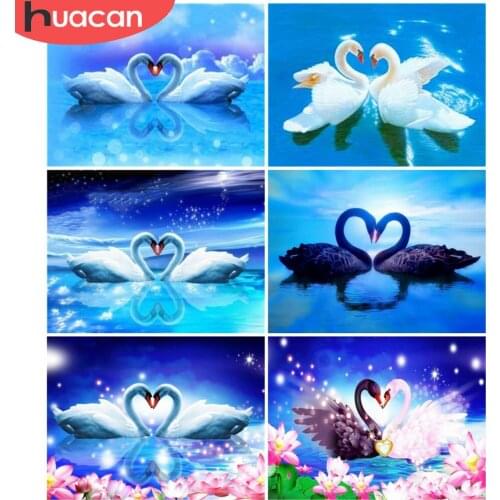 HUACAN 5D Diamond Painting Swan Diamond Embroidery Animal Mosaic Decoration Painting With Diamonds Room Decor