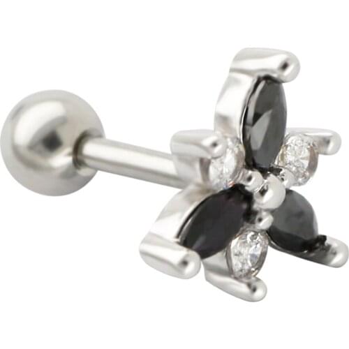 JHJT 16G Cartilage Earrings G23 Titanium Three Petals Shape Cartilage Helix Tragus Ear Ring Body Jewelry Piercing