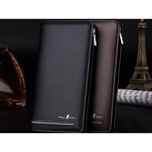 Genuine leather Mens wallet anti-theft brush anti degaussing multi-functional ultra thin wallet card bag for men