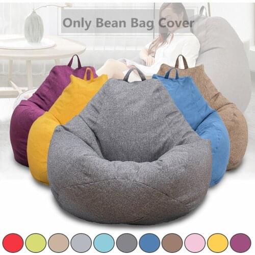 Lazy Bean Bag Sofa Cover Chairs Without Filler Update Thick Cotton Linen Cloth Lounger Seat Couch Tatami Living Room Furniture