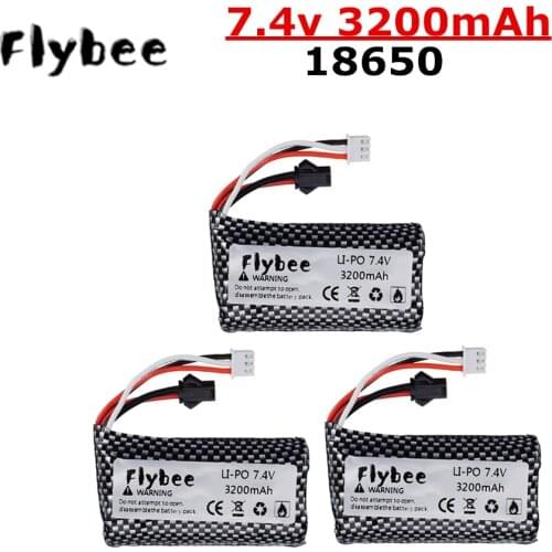 7.4V 3200mAh 18650 Li-ion Batery For YDI U12A Syma S033g Q1 TK H101 RC Helicopter Car Boats Guns Toys 2s 7.4v Battery SM Plug