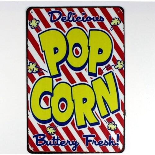 Metal Tin Sign 20*30 cm delicious popcorn sticker Decor Bar Pub Home Vintage Retro Poster comic sticker
