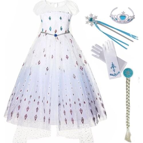 Elza Princess Girls Fashion Dress 2 3 4 5 7 8 10Y Kids Halloween Children Birthday Party Clothes Carnival Tulle Dress