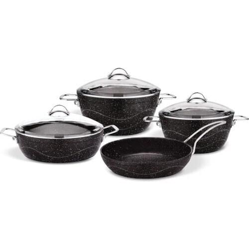 Regal Home Diamond 7 Piece Granite Cookware Set Black