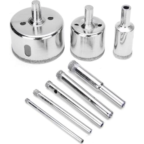 10Pcs Diamond Coated Drill Bit Set Tile Marble Glass Ceramic Hole Saw Drilling Bits For Power Tools Accessories 3-50mm