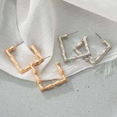 New Fashion Geometric Square Drop Earrings For Women Gold Silver Vintage Statement Dangle Earring 2021 Trend Female Jewelry Gift