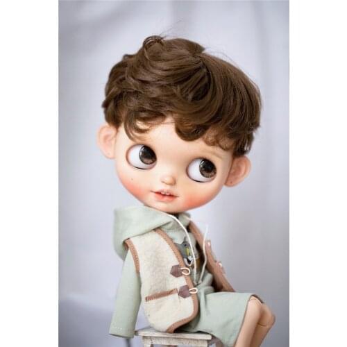 BJD doll wig is suitable for the Blythe size milk silk boy doll with short hair and curly hair doll accessories
