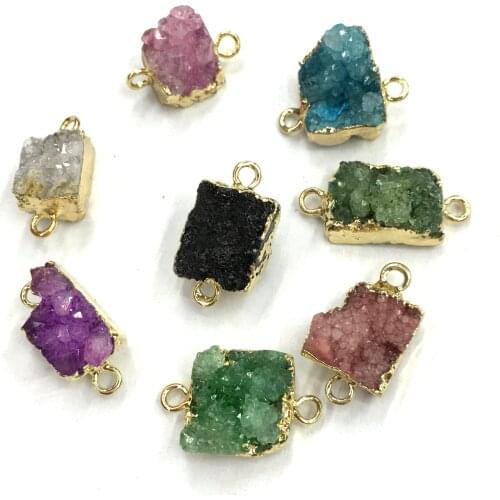 Natural Stone Crystal Pendants Fashion Double hole connector Crystal cluster for Jewelry Making DIY Bracelet necklace accessorie