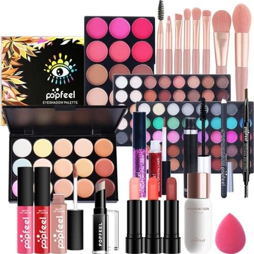Face Makeup Set Cosmetic Palette Kit Eyeliner, Eye Shado, Mascara, Lip Gloss, Cottect, Body Lotion, Lipstick, Eyebrow Pencil