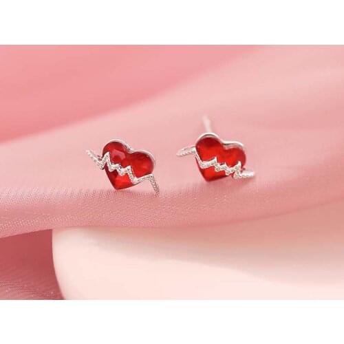 2020 Fashion 925 Sterling Silver Heart Shape Statement Stud Earring For Women Party Jewelry Pendientes Accessories eh1394