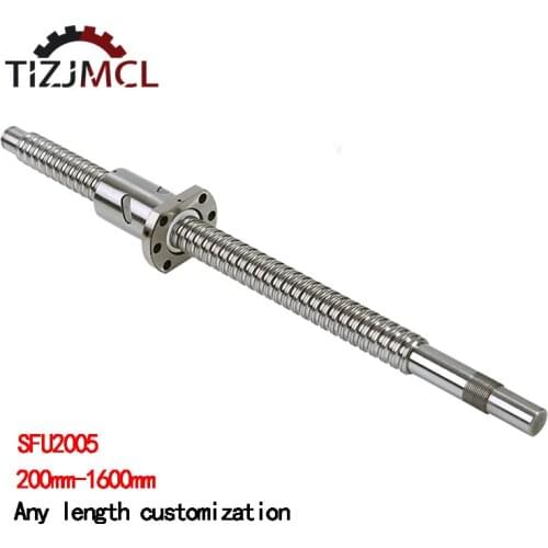 Ball Screw SFU2005 RM2005 Metal Deflector BallScrew Nut End Machined CNC Single Ball Nut 300 400 500 600 700 900 1000 1200 1500