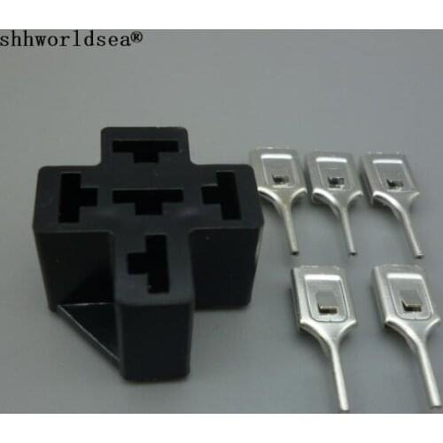 Shhworldsea 10PCS DIP 12V Volt 30A 40A 4 5 Pin 6.3mm Terminal Car ON OFF Relay Socket Auto Relay Holder Connector Free shipping