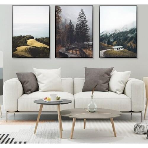 Nordic Nature Scenery Landscape Paintings on The Wall Art Forest Mountain Canvas Poster Print Wall Picture for Living Room Decor