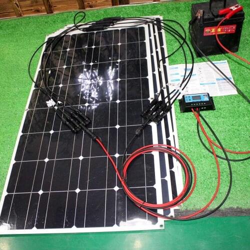 Solar panel home system 400w off grid system 100w 4pcs flexible mono solar cell with controller for house marine rv