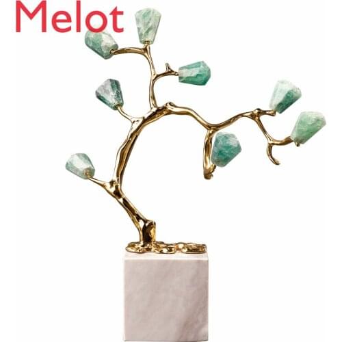Light Luxury Decoration Copper Tree Living Room Study Wine Cabinet Decorations Marble Crystal Home Housewarming Opening-up Gifts