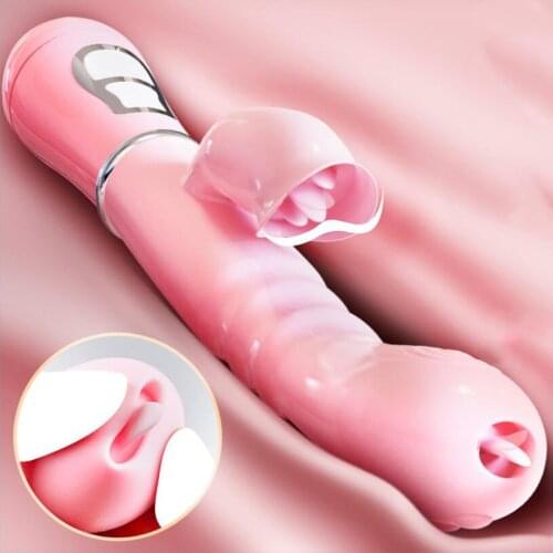 G-Spot Tongue Vibrator 2 In 1 Vibrating Dildo Sex Toys for women 12 Speeds Clitoris Stimulator Female Masturbator Adults Toys