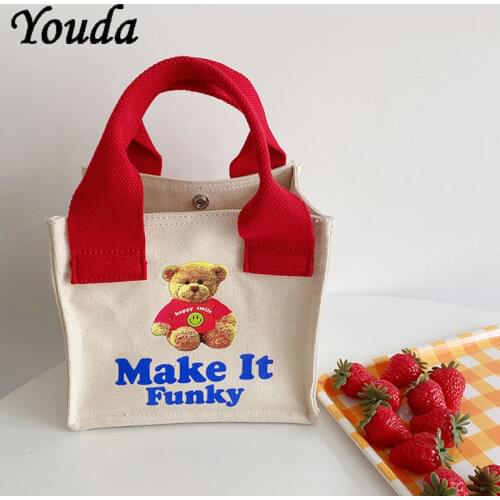 Youda Mini Bags for Women 2021 Canvas HandBags Reusable Lunch Bag Casual Tote Female Handbag for Small Cotton Pouch For Girls