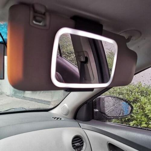 Universal Car Sun Visor Mirror With 400mAh Battery Makeup Baby Car Mirror Silver-plated Glass Rear View Mirror With LED Light