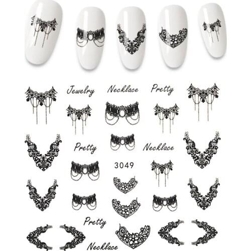 8 Designs Black And White Nail Stickers Mixed Geometry Floral Erotic Art Nail Transfer Decals Tattoos Stickers For Nails