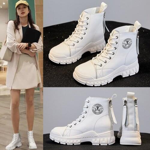 Koovan Womens Martens Boots 2020 New Increased Woman Boots Ankle Women Shoes Retro Trend Real Leather Boot Size 31 For Girls