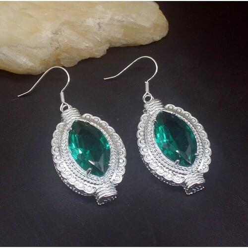 Gemstonefactory Big Promotion Single 925 Silver Glowing Green Topaz Dangle Drop Earrings Jewelry for Women Mom 20213754