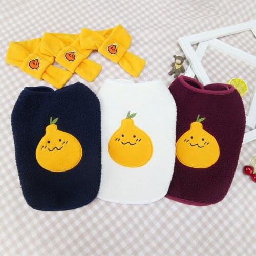 Winter Warm Pet Clothes Cute Fruit Print Fleece Dog Coat Jacket Teddy French Chihuahua Shirt Jacket For Small Medium Dog Cat