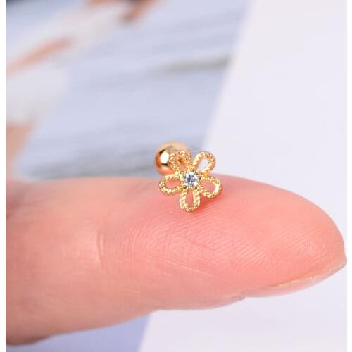 1Ps Elegant Crystal Zircon Mini Stud Earrings Flower Square Star Butterfly Bowknot Helix Cartilage Tragus Lobe Piercing Jewelry