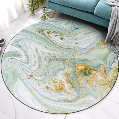200cm Abstract Watercolor Blue Green Gilt Sea Water Pattern Living Room Bedroom Hanging Basket Chair Non-slip Round Mat Carpet