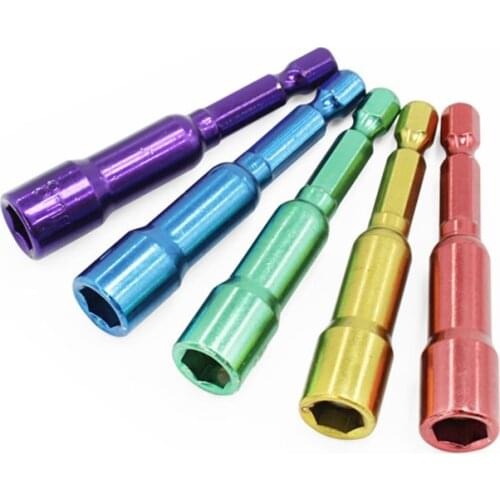 5pcs color hexagon sleeve Magnetic hexagon handle pneumatic hexagon screw nut strength sleeve hand tool