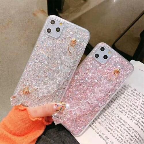 Diamond Pendant Clear Crystal Bracelet Hand Chain Case Cover For Iphone 11 Pro XS Max XR X 8 7 6 6S Plus SE Bling Glitter Case
