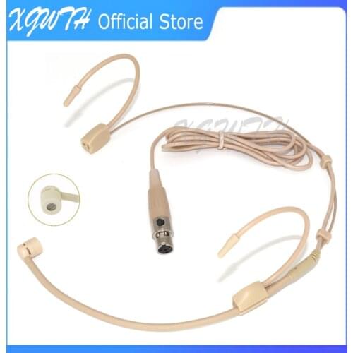 Double Over Ear Headset Microphone Headband Head Wearing Mic for Shure Wireless Body-Pack Transmitter 4 Pin XLR TA4F 4Pin