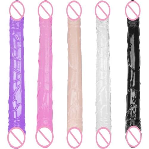 Double Head Dildo Long for Anal Vagina Lesbian Double Ended Jelly Dildo Flexible Big Dick Penis for Women Masturbator Adult Toys